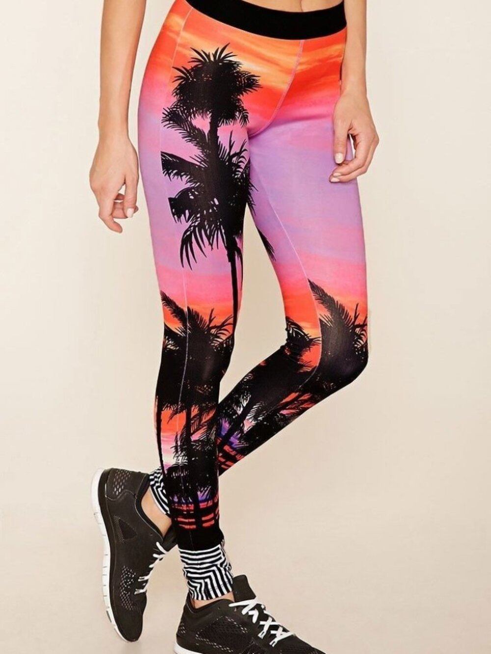 Forever 21 Multi Color Sunset Print Active Sports Leggings S/M/L